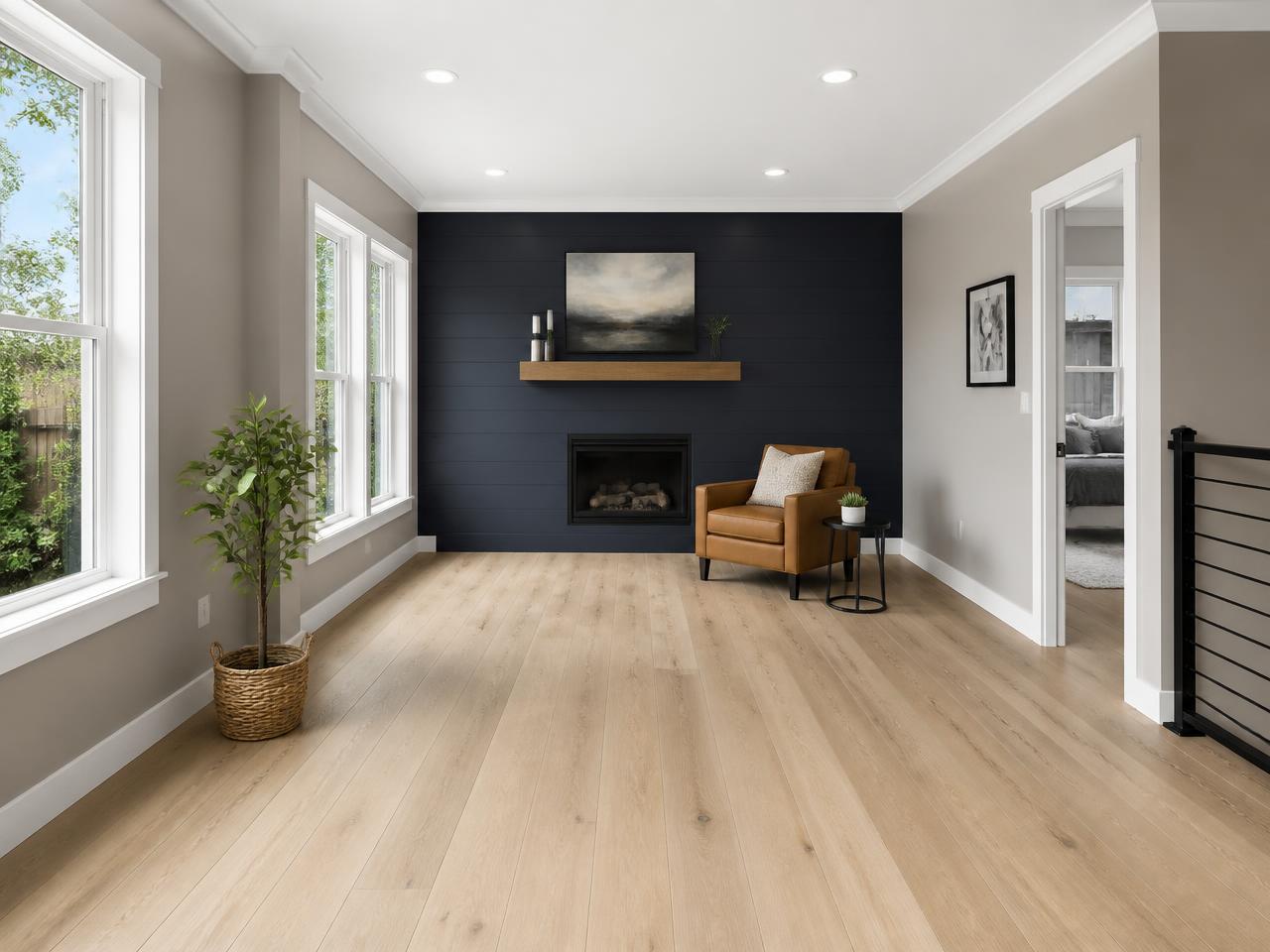 Freshly finished living room interior after a renovation project